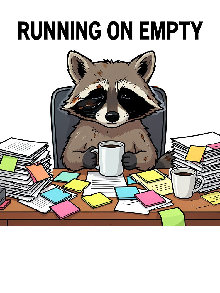 Running on Empty Raccoon by SoftAuraStudi0 Unisex , , , Long Sleeve Tee