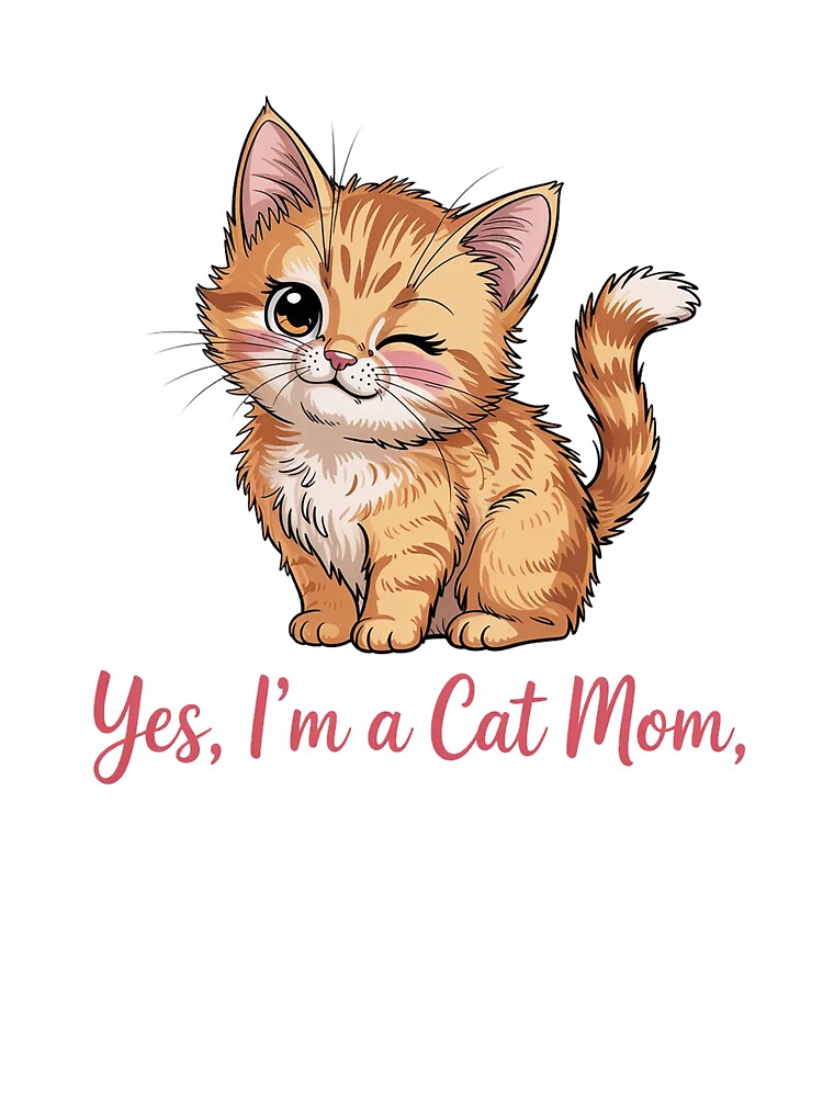 Cute Cat Mom Illustration – Yes I’m a Cat Mom Kitten Lover Gift by Cool-cat-art