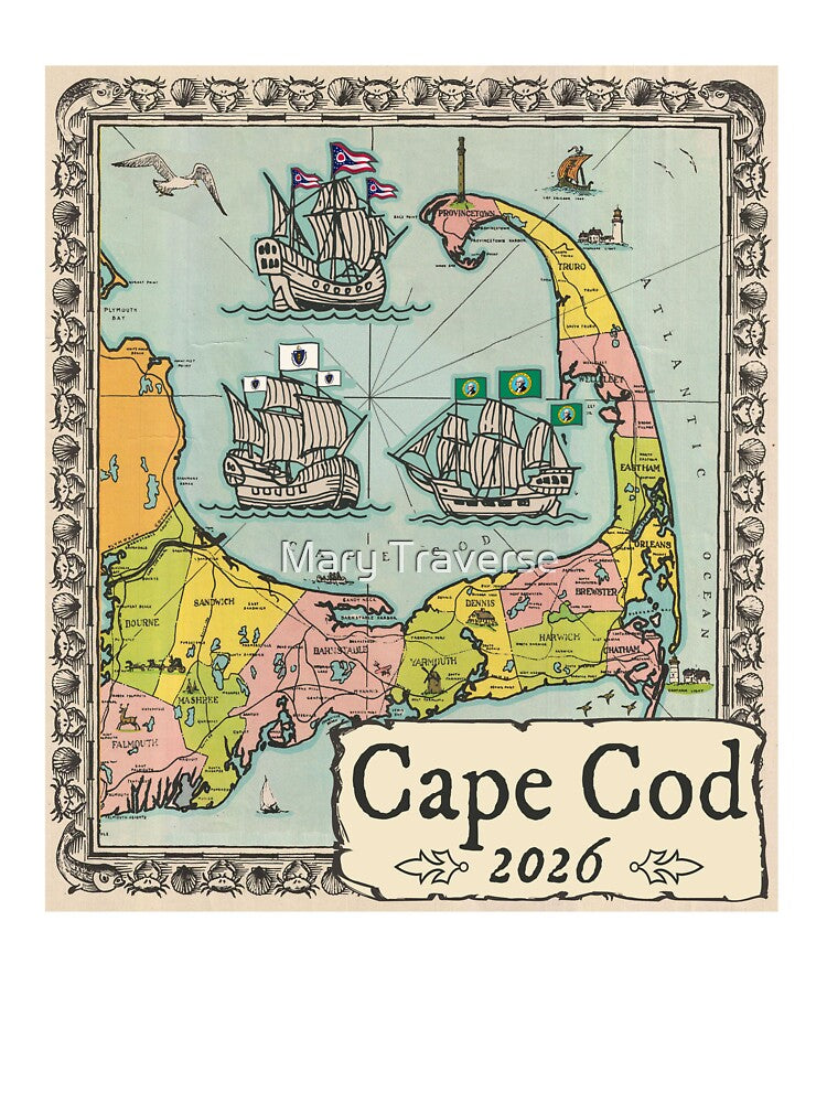 Trav Cape Map 2026 by Mary Traverse Unisex , , , Long Sleeve Tee