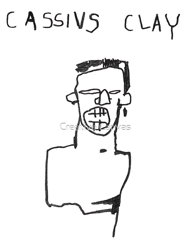 Urban Expressionist Boxer Portrait – Black Line Minimal Art by Creative_Canvas
