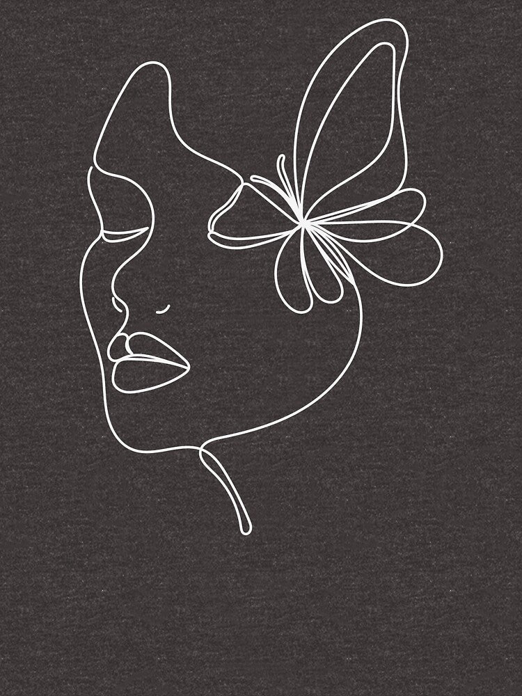 Minimalist Woman Line Art with Butterfly | Abstract Feminine Face | Modern One Line Drawing by Rush2Buy