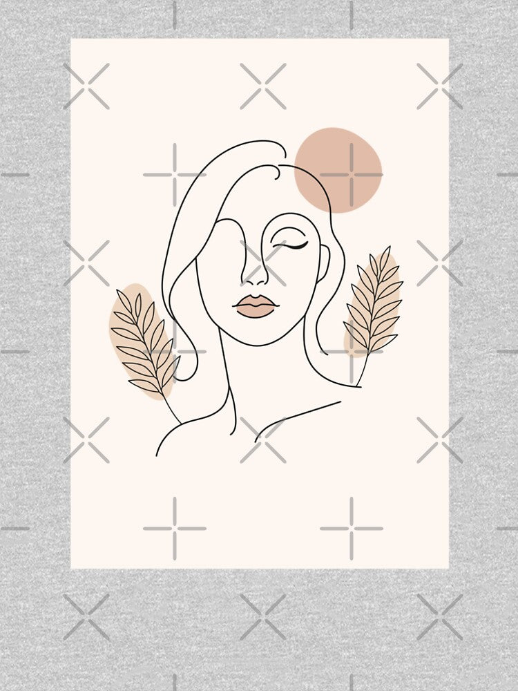 Minimalist Line Art Woman Portrait with Botanical Elements by Galles Studio