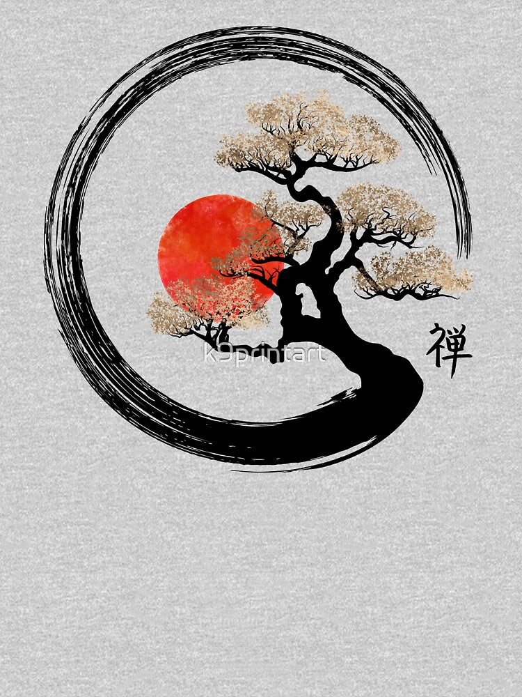 Enso Circle and Bonsai Tree on Canvas by k9printart