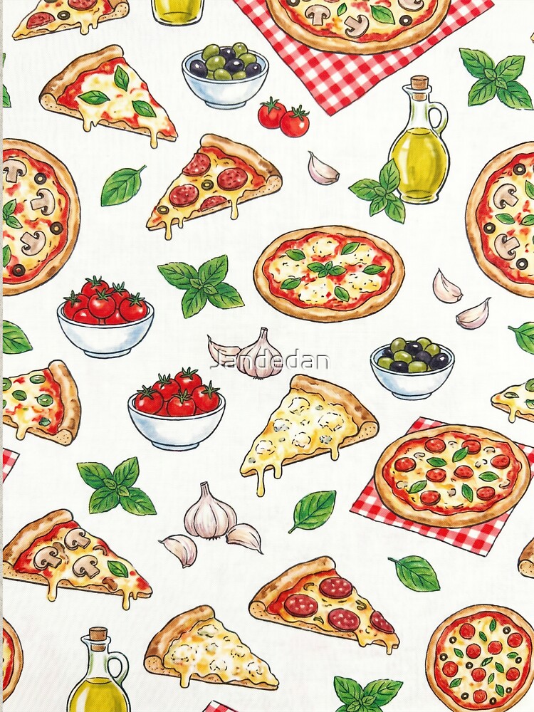 Italian pizza pattern by Jandedan Unisex , , , Long Sleeve Tee