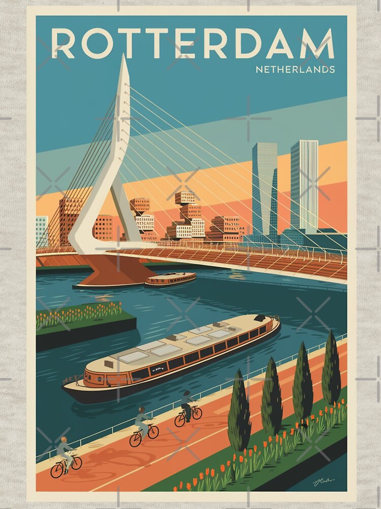 Rotterdam Vintage Travel Poster by TravelerRat Unisex , , , Long Sleeve Tee