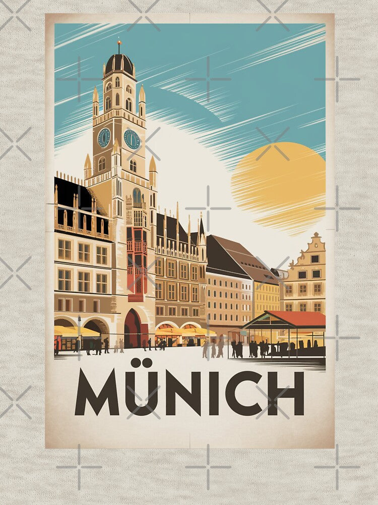 Munich Vintage Travel Poster by TravelerRat Unisex , , , Long Sleeve Tee