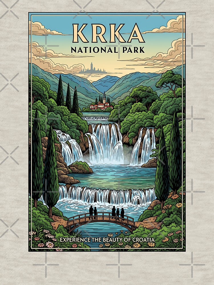 Krka National Park Croatia Vintage Travel Emblem by LittleArij