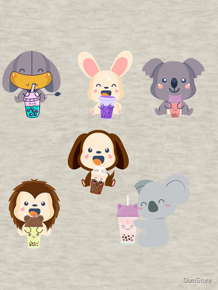 Kawaii Animal Boba Tea cute elephant rabbit koala monkey lion by 0umStore
