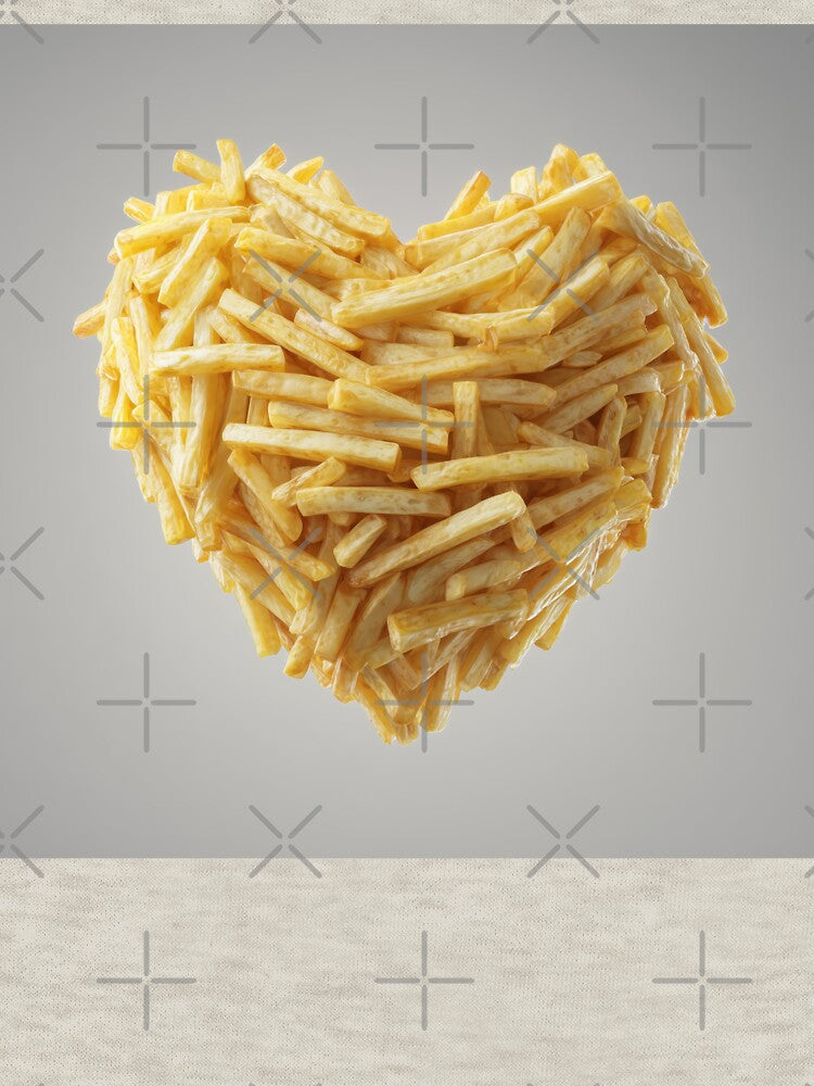 Heart Made of French Fries – Funny Fast Food Lover Design by WordPlayStudio Unisex , , , Long Sleeve Tee