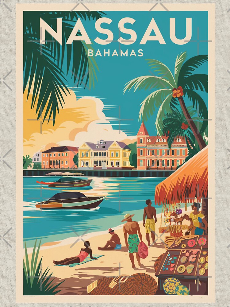 Nassau Vintage Travel Poster by TravelerRat Unisex , , , Long Sleeve Tee