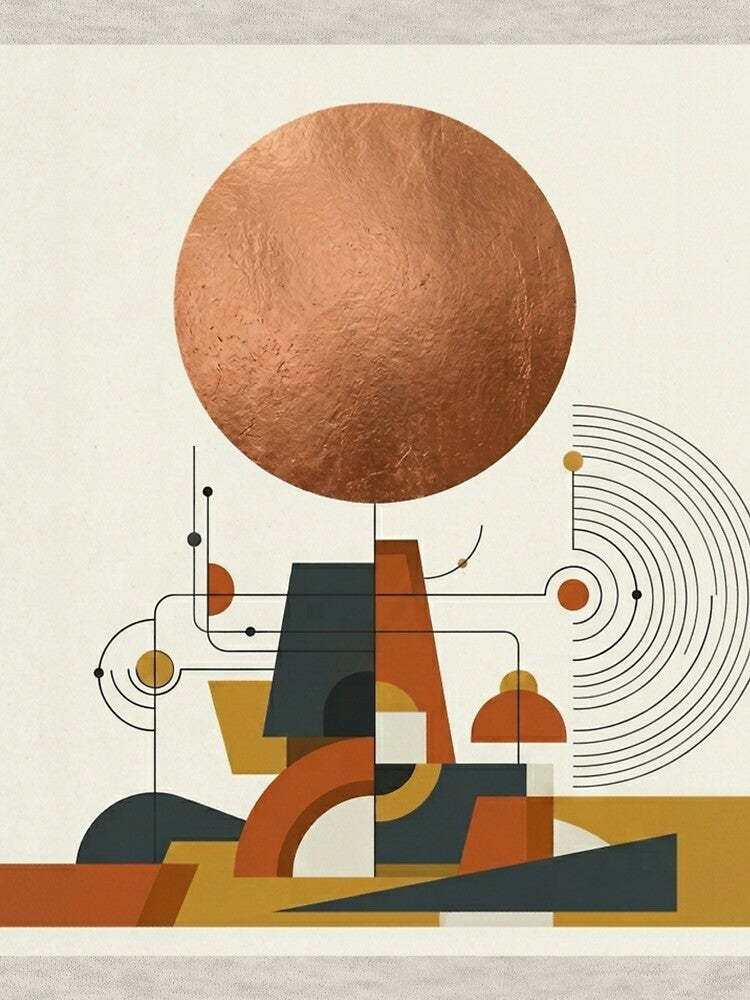 Mid Century Modern Abstract Geometric Mountain Landscape by Leafs With Luna