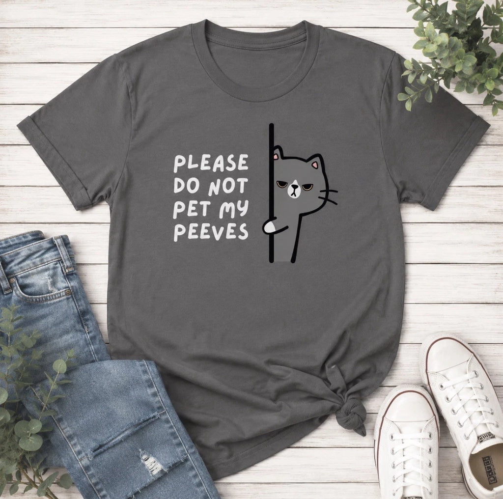 Don't Pet My Peeves Funny Cat Introvert Humor Graphic Tee