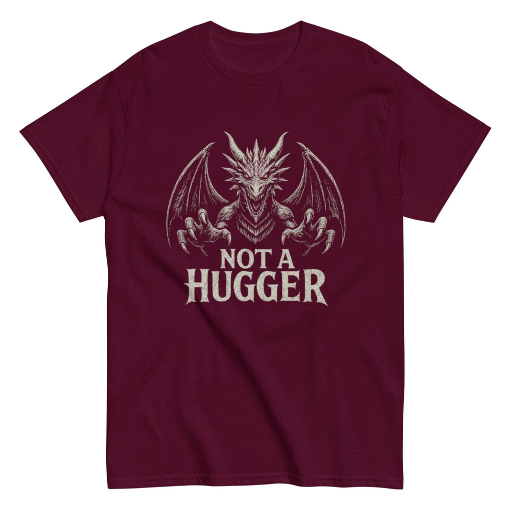 Not A Hugger T-Shirt | Large Dragon With Open Wings | Introvert Gift | S-5XL