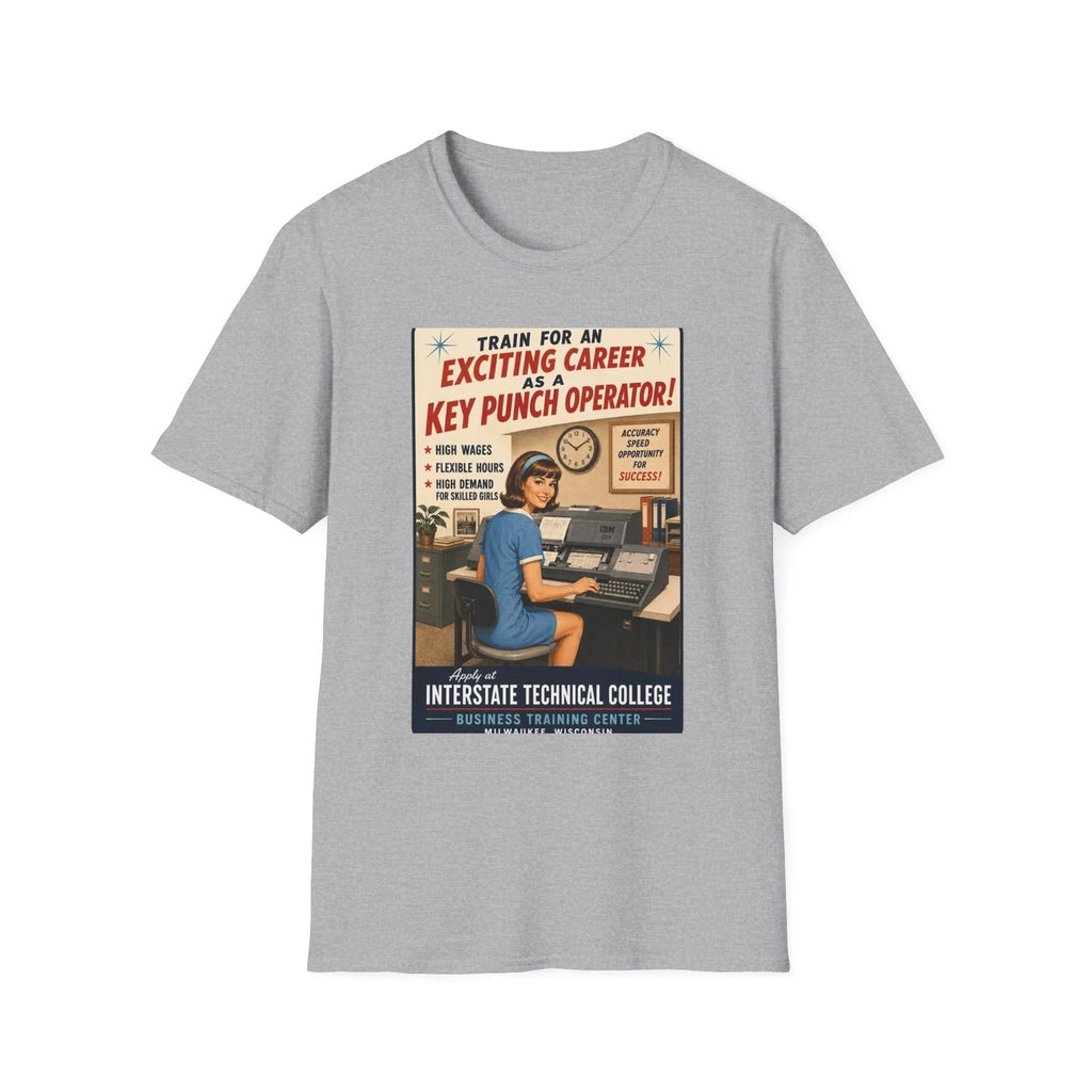 Vintage Key Punch Operator IBM computer Poster T-Shirt | Retro Office Career Tee