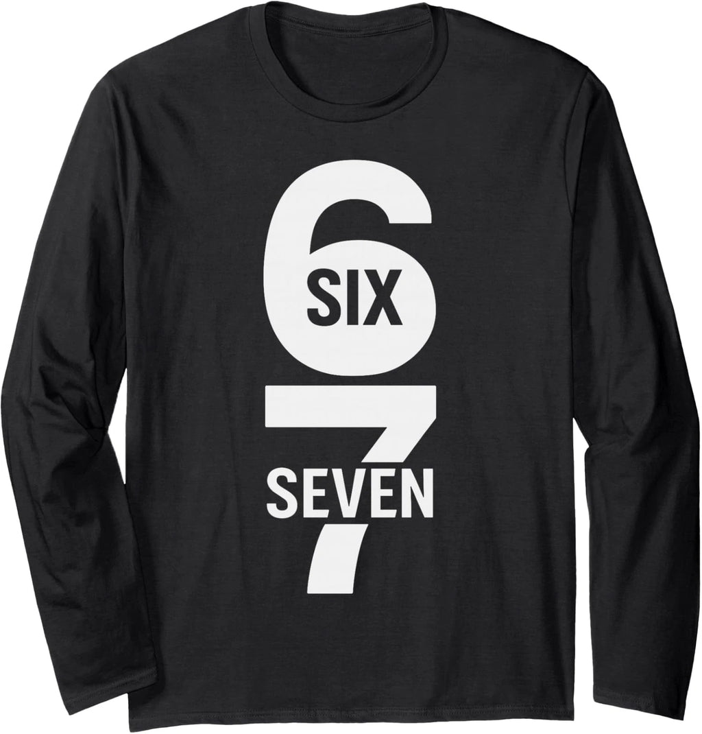 Funny Six Seven 67 Meme Design Long Sleeve T-Shirt