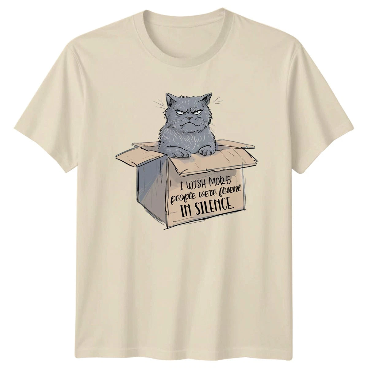 I Wish More People Were Fluent T-Shirt Introvert Cat Humor Novelty