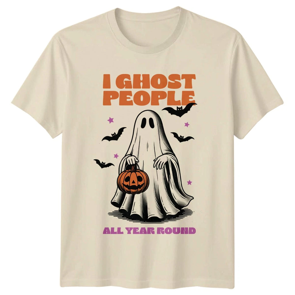 I Ghost People All Year T-Shirt Introvert Humor Halloween Gift For Him And Her