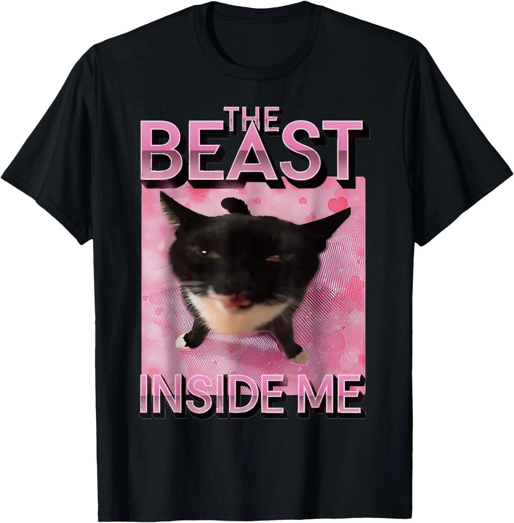 The Beast Inside Me Cat Meme T-Shirt for Men