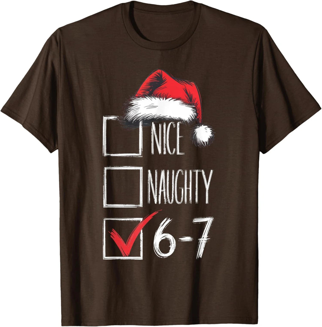 Nice Naughty 67 Christmas Six Seven Meme Funny Unisex T-Shirt