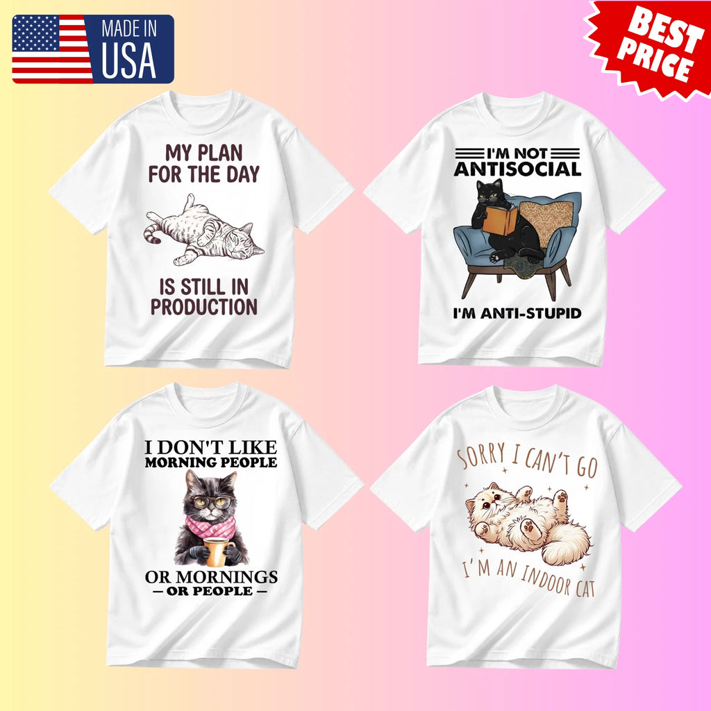 Funny Cat Lover Shirt Introvert Cat Quotes Lazy Cat Graphic Tee Gift Unisex