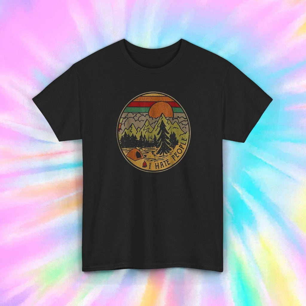 I Hate People Funny Retro Camping Nature Outdoors Graphic T-Shirt S-5XL