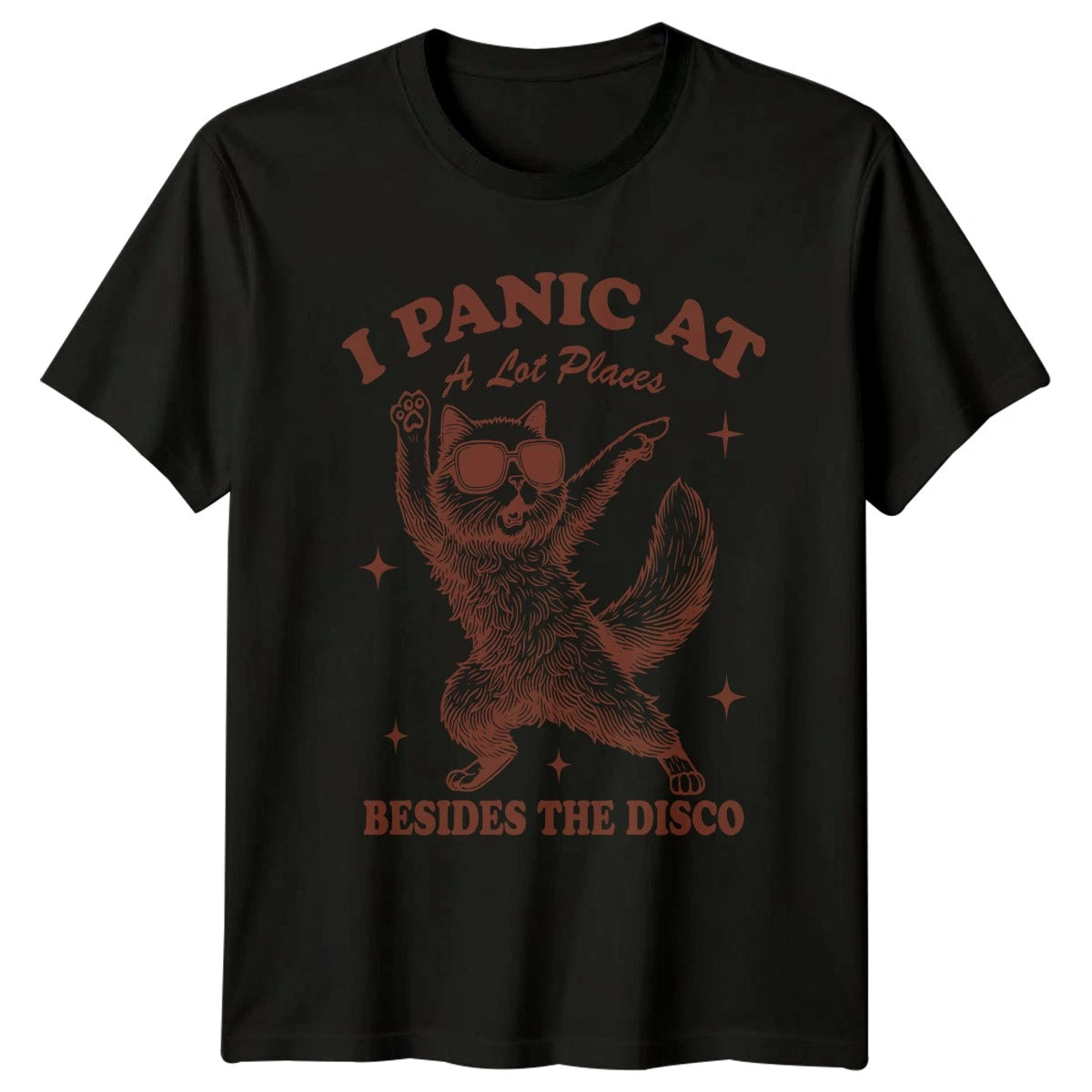 Panic At A Lot Places T-Shirt Introvert Cat Humor Birthday Gift For Him And Her