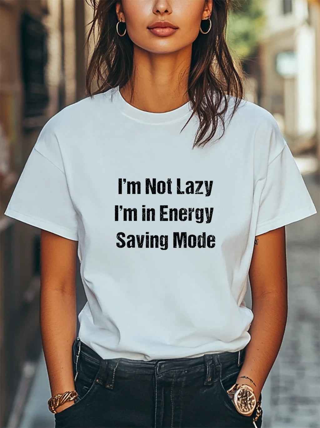I'm Not Lazy I'm in Energy Saving Mode Unisex Women Men T-Shirt Trendy Casual
