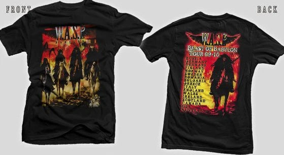 New DTG printed T-shirt- WASP - W.A.S.P. - Beast of Babylon World Tour