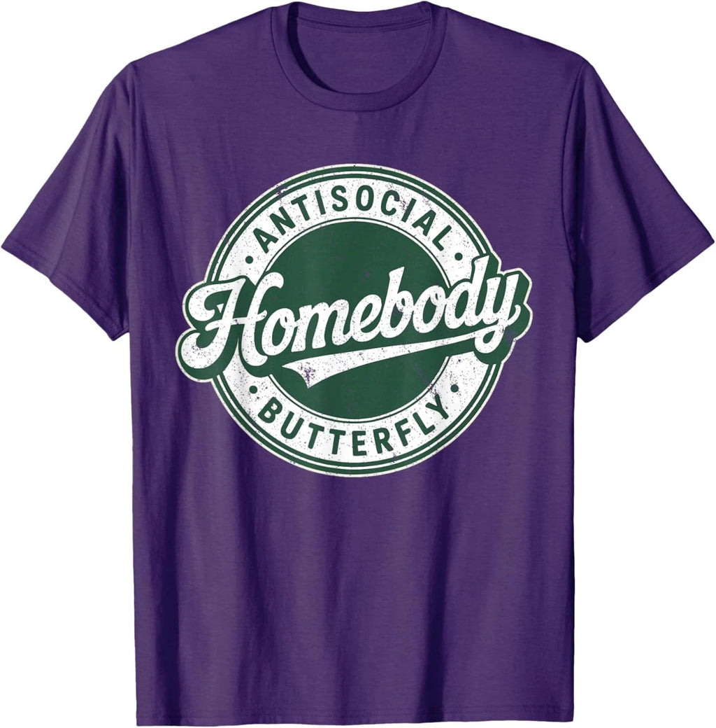 Retro Badge Vintage Introvert Homebody Antisocial Butterfly T-Shirt
