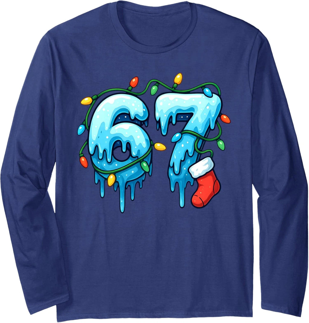 Design Funny Xmas Fun Meme Six Seven Christmas Long Sleeve T-Shirt