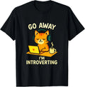 Go Away I'm Introverting - Cat Coffee Computer Emo T-Shirt