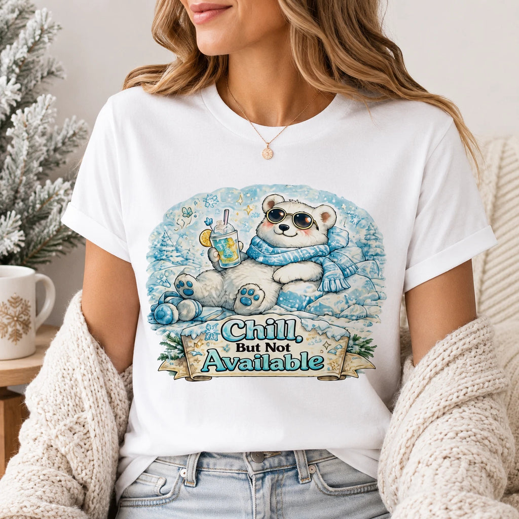 Chill But Not Available Polar Bear T-Shirt Funny Introvert Tee