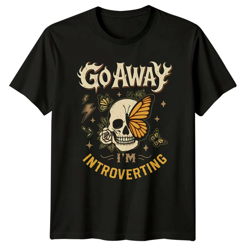 Go Away Im Introverting Womens T-Shirt Dark Floral Introvert Birthday Gift