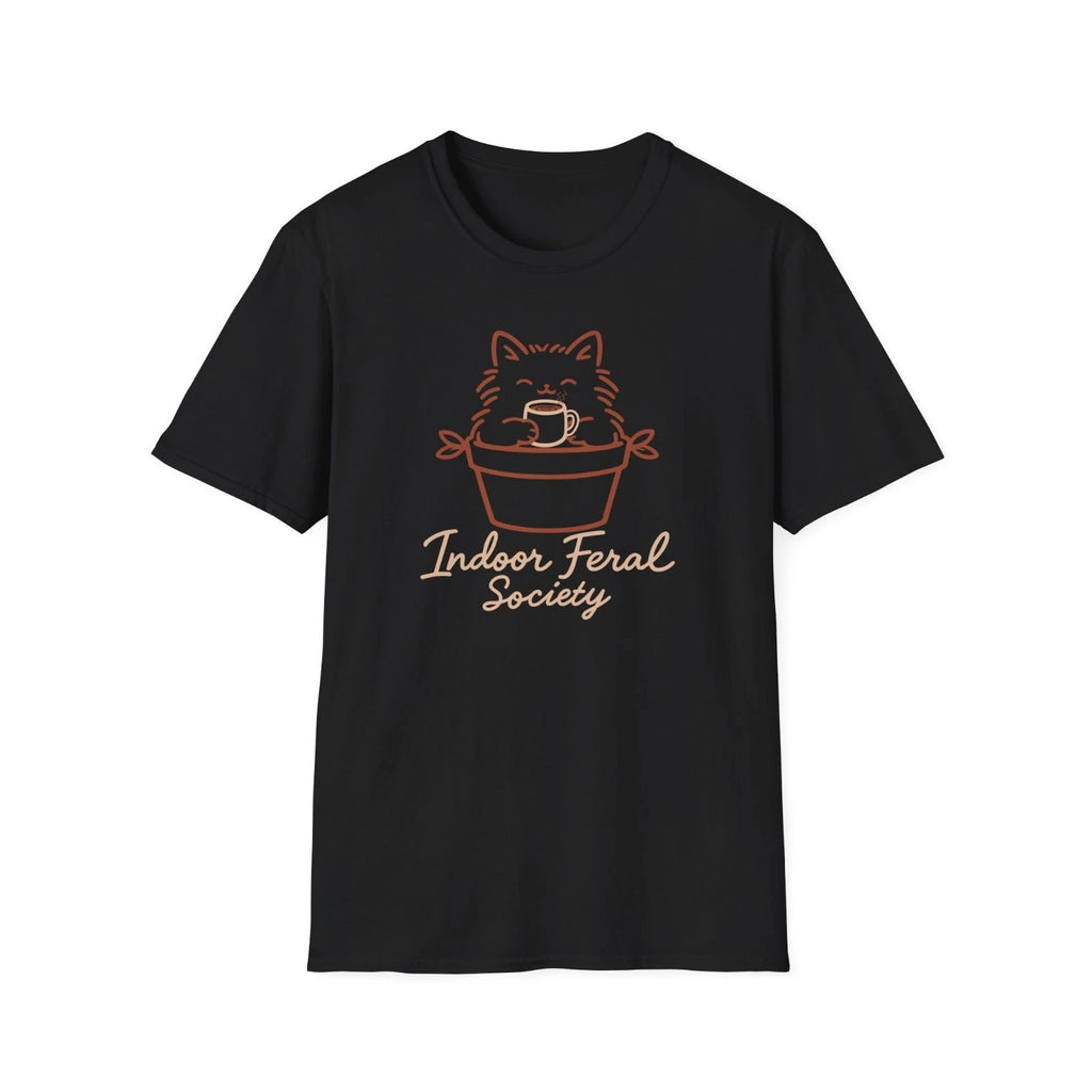 Indoor Feral Society Cat Coffee Shirt Cute Homebody Graphic Tee