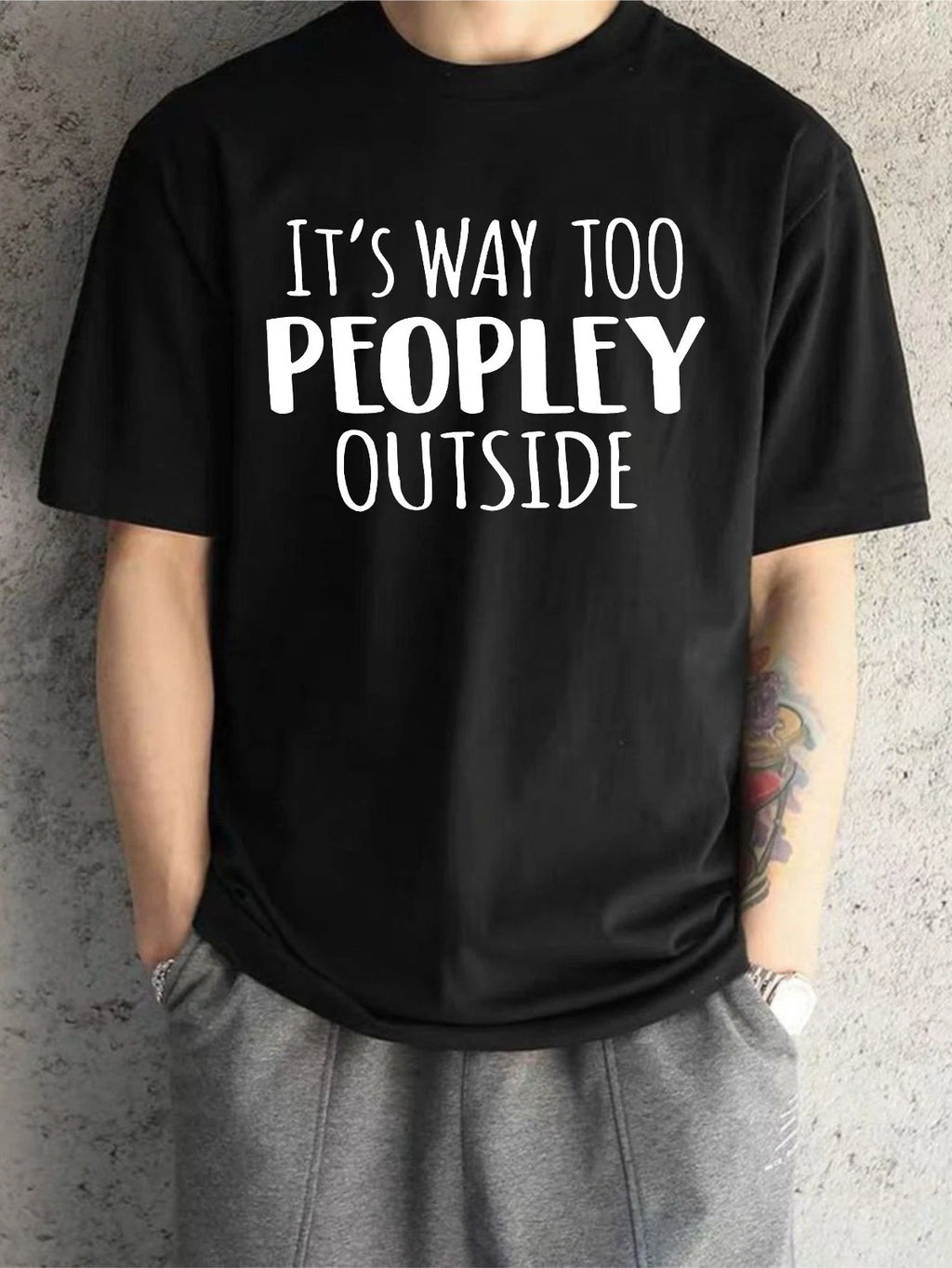 Funny Introvert T-shirt Its Way Too Peopley Outside Anti-Social Top Unisex Tee