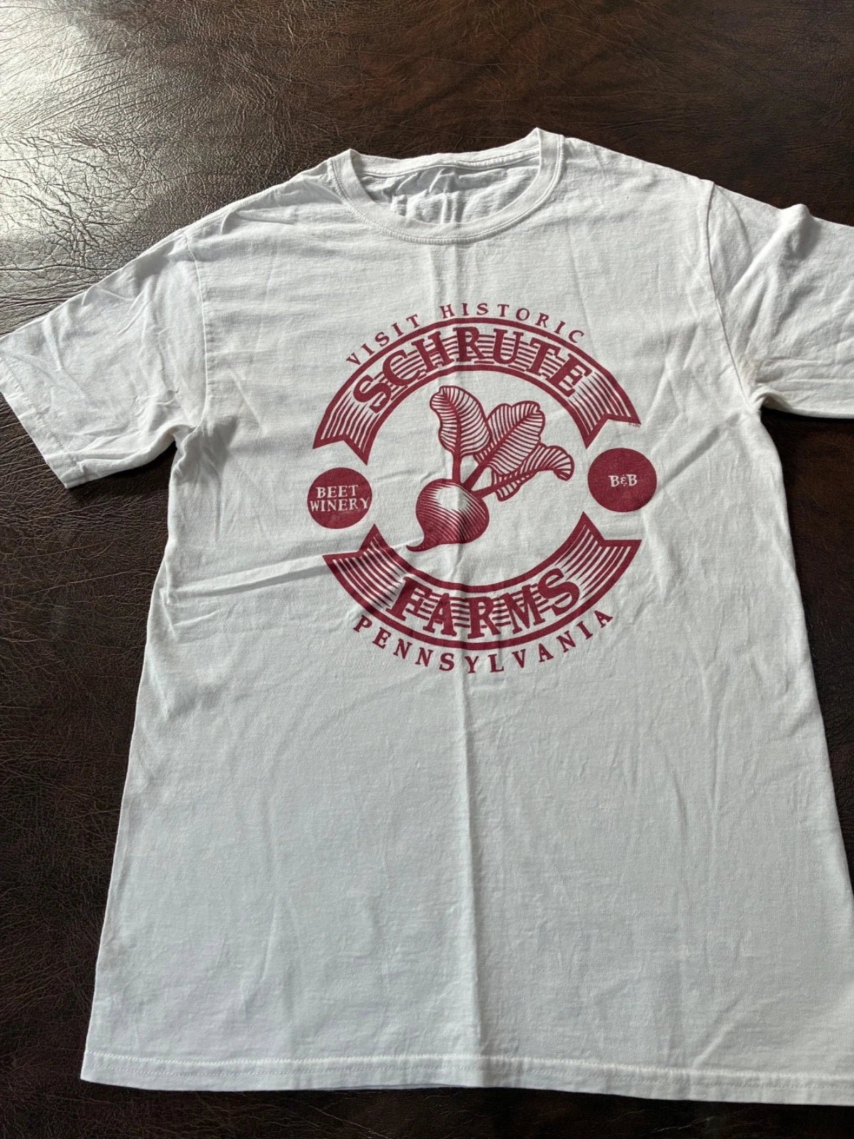 Size S SHRUTE FARMS T-Shirt White Beets