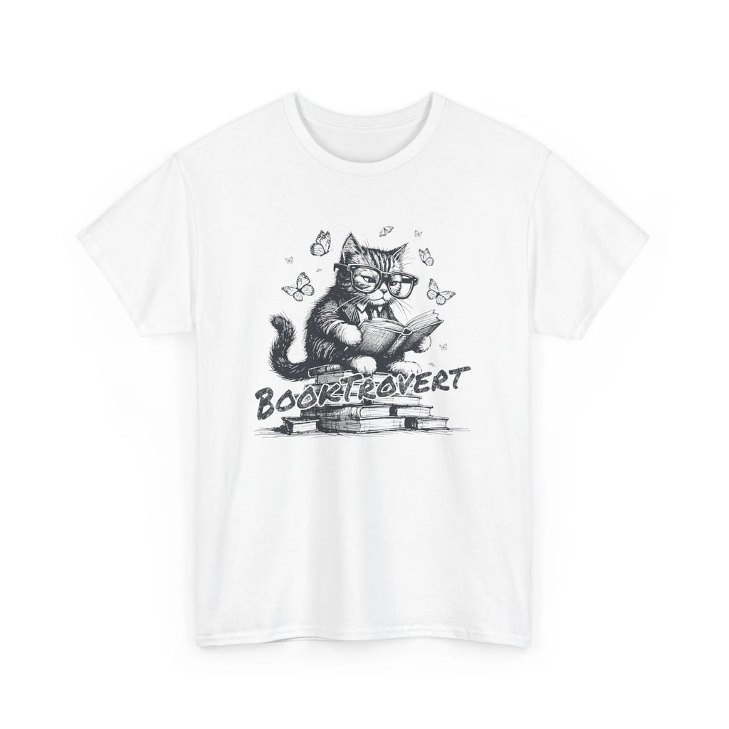Book Lover T-Shirt | Funny Reading Shirt | Book Trovert Reading Cat T-Shirt