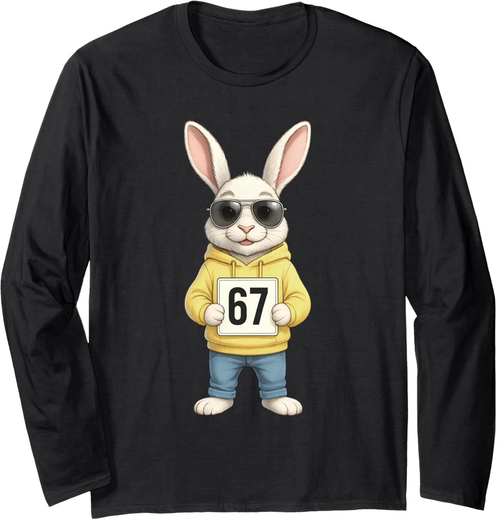 Six Seven Meme 6 7 Funny Cute Bunny Easter Day  Long Sleeve T-Shirt