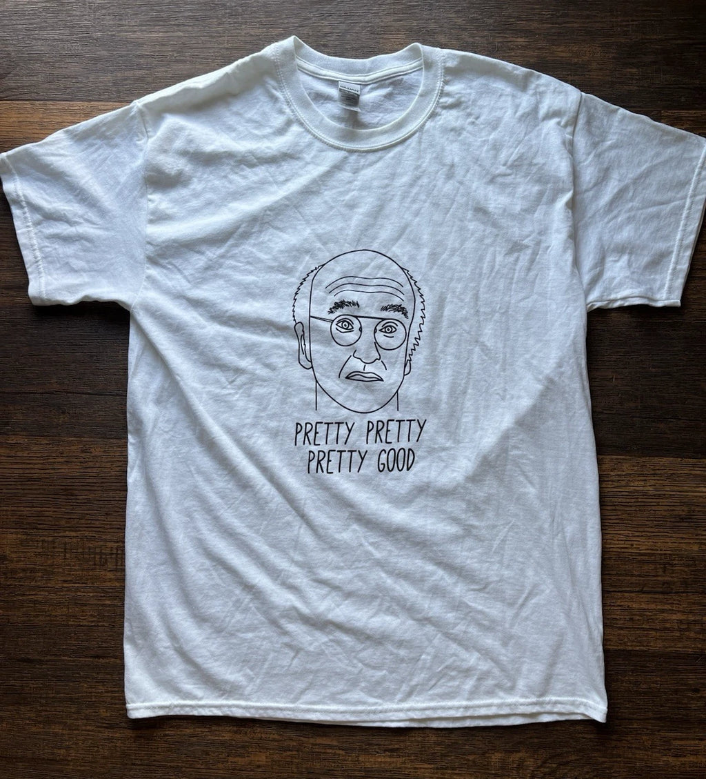Men's Curb Enthusiasm T-Shirt White Larry David L HBO Pretty Good Art Sitcom