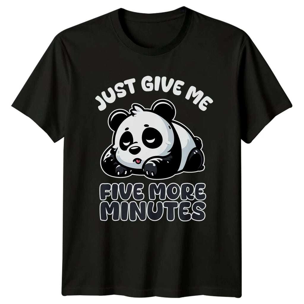 Lazy Panda Just Give Me Five More Minutes Funny Animal Pun T-Shirt