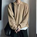 Oversize Loose Knitwear for Men Casual Retro Style Polyester Loose Collar Tops