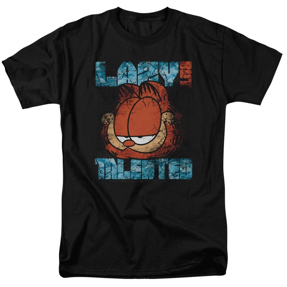 Garfield - Lazy But Talented Distressed - Adult Unisex T-Shirt - Black