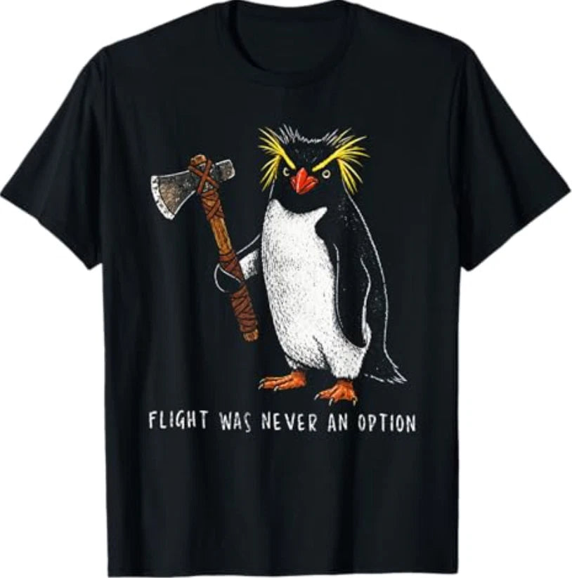 Flight was Never an Option Rockhopper Penguin Knife Meme T-Shirt