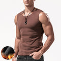 Mens Coffee Winter Warm Undershirt Top Round Neck Sleeveless Muscle Vest TShirt