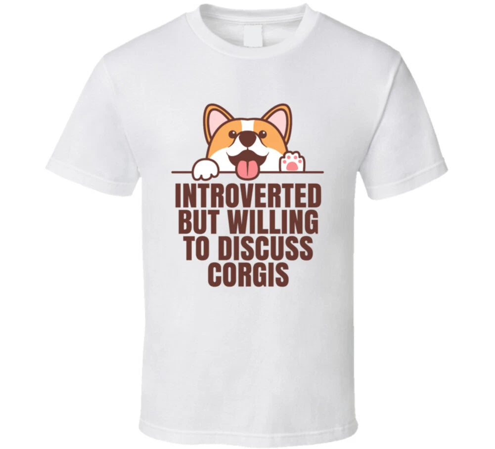 Introverted But Willing To Discuss Corgis Animal Lover T Shirt