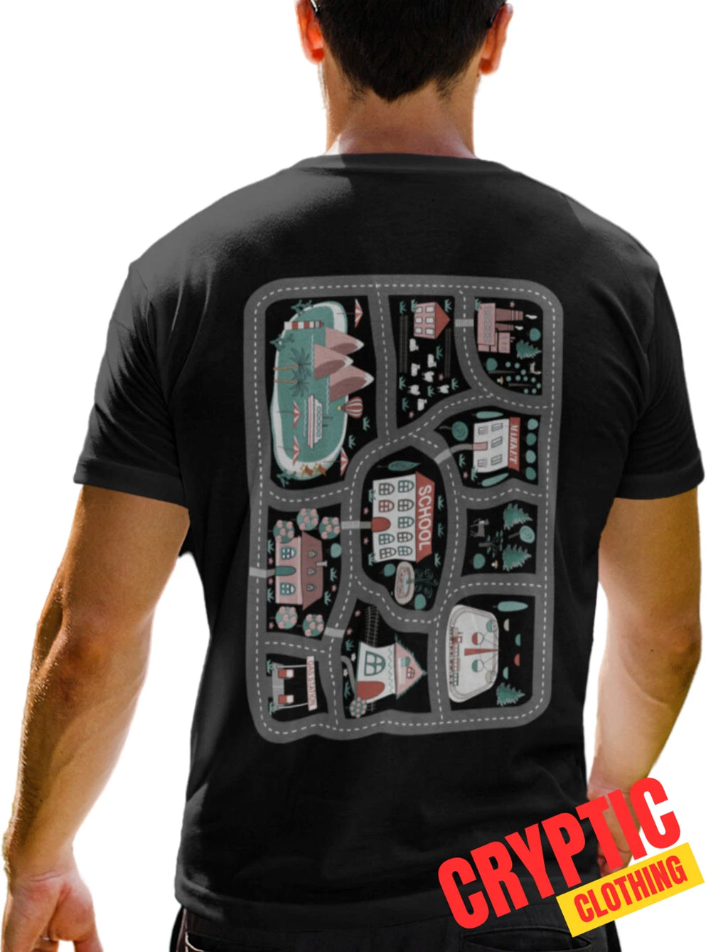 Play Cars On Dad’s / Moms Back T SHIRT S-3XL Play Mat Road Car Race Map GIFT TEE