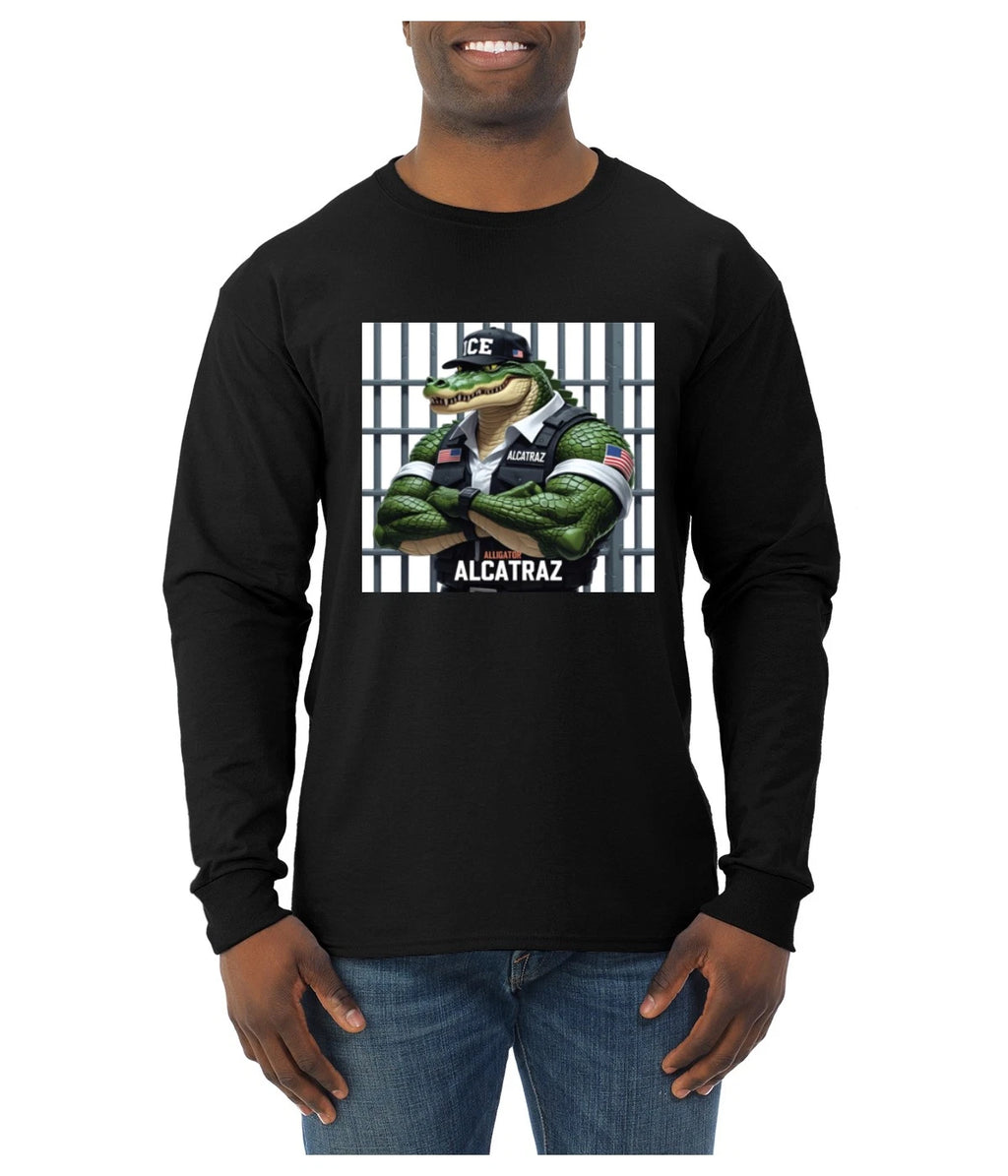 Alligator Alcatraz Everglades Florida Prison Officer Mens Long Sleeve Shirt