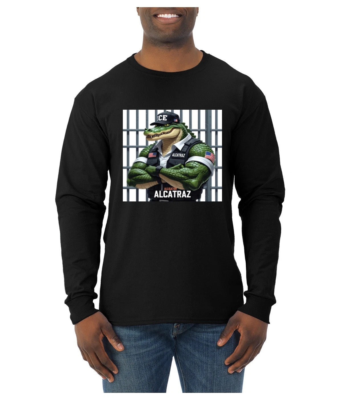 Alligator Alcatraz Everglades Florida Prison Officer Mens Long Sleeve Shirt