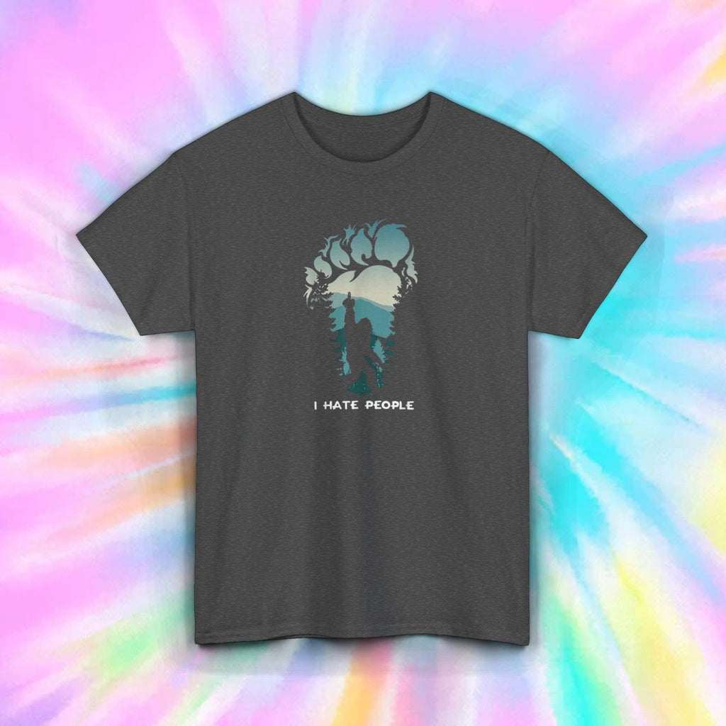 I Hate People Antisocial Bigfoot Sasquatch Silhouette Funny Gift T-Shirt S-5XL