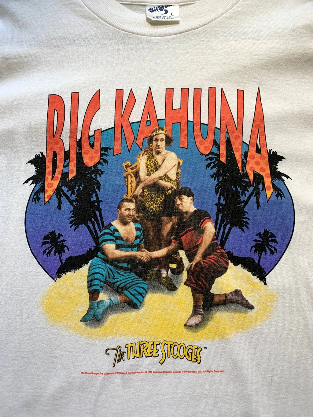 VINTAGE 1995 THREE STOOGES 3 PROMO DEAD STOCK COMEDY CRONIES TEE BIG KAHUNA